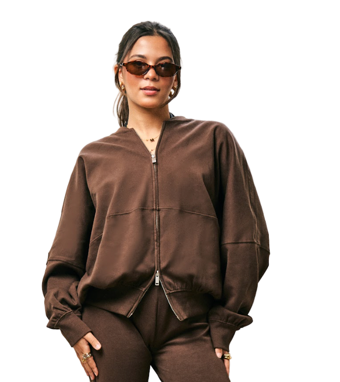 Zip Up Jacket in Brown