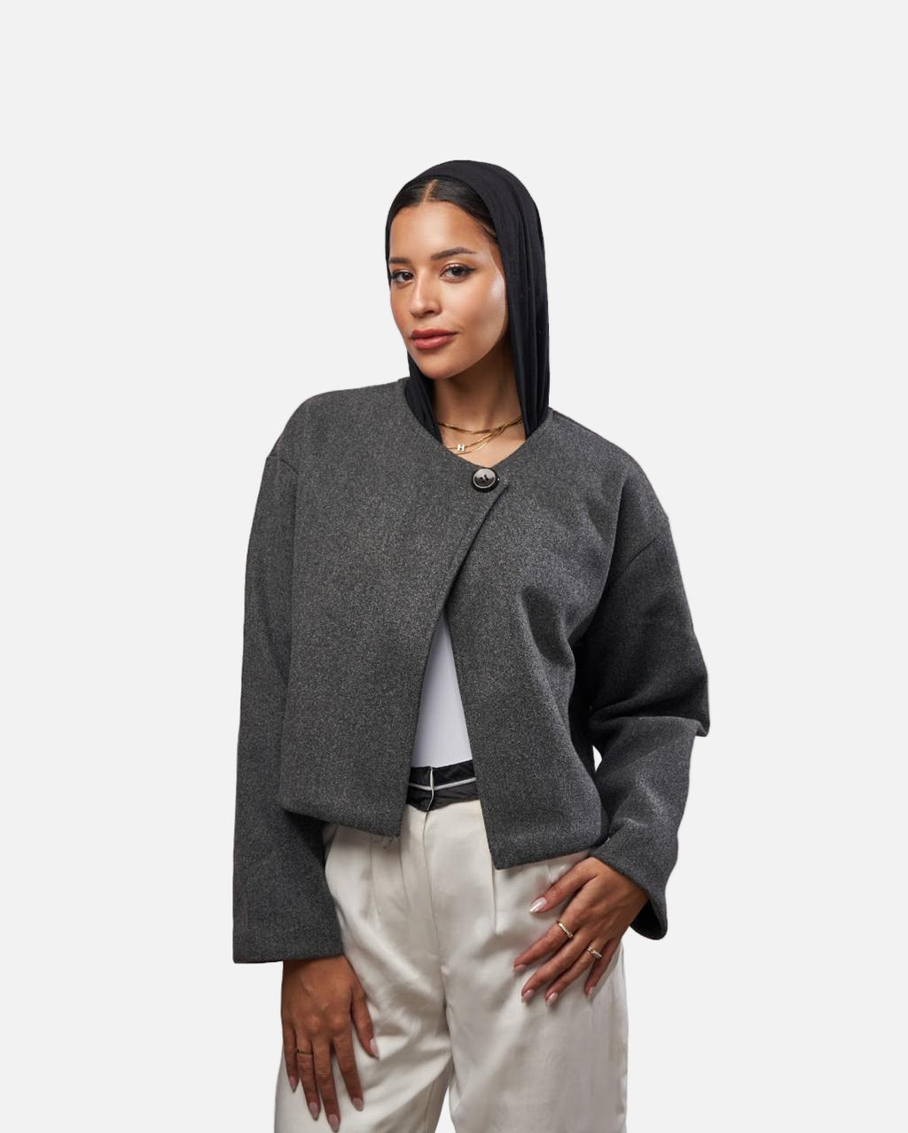 One Buttoned Jacket in Grey